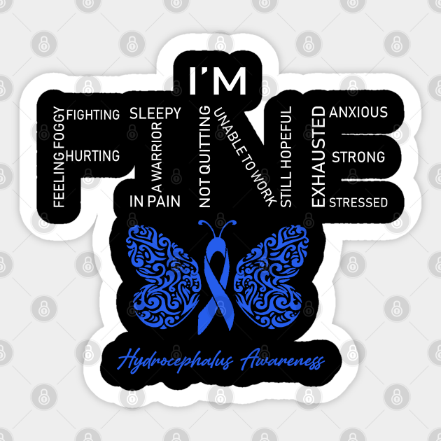 Hydrocephalus Awareness Im Fine Butterfly Ribbon Hydrocephalus Awareness Sticker Teepublic 5465